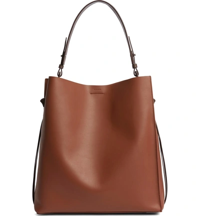 Shop Allsaints Voltaire North/south Leather Tote - Brown In Luggage/ Chocolate