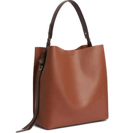 Shop Allsaints Voltaire North/south Leather Tote - Brown In Luggage/ Chocolate