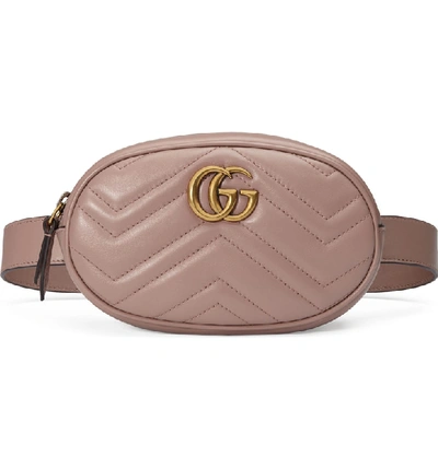 Shop Gucci Gg Matelasse Leather Belt Bag In Porcelain Rose