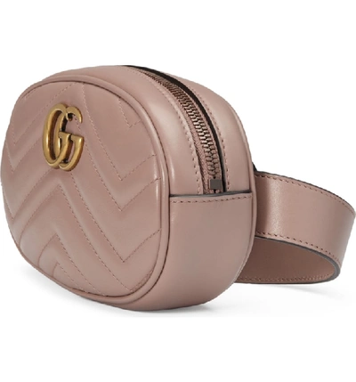 Shop Gucci Gg Matelasse Leather Belt Bag In Porcelain Rose