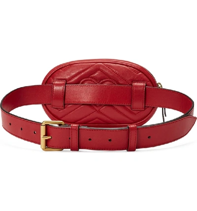 Shop Gucci Gg Matelasse Leather Belt Bag In Hibiscus Red