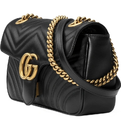 Shop Gucci Small Matelasse Leather Shoulder Bag In Nero/ Nero