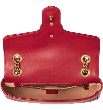 Shop Gucci Small Matelasse Leather Shoulder Bag In Hibiscus Red/ Hibiscus Red