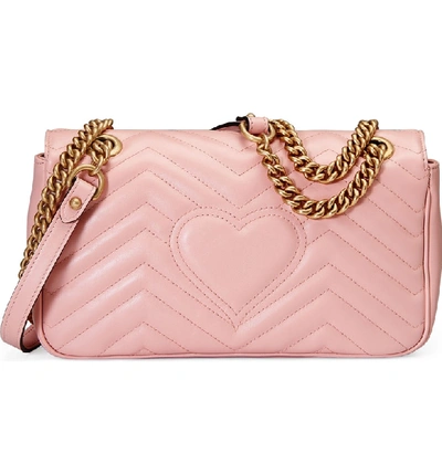 Shop Gucci Small Matelasse Leather Shoulder Bag In Perfect Pink/ Perfect Pink