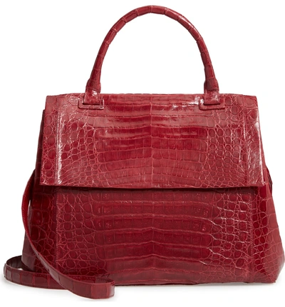 Shop Nancy Gonzalez Medium Sophie Genuine Crocodile Top Handle Bag - Red In Red Shiny