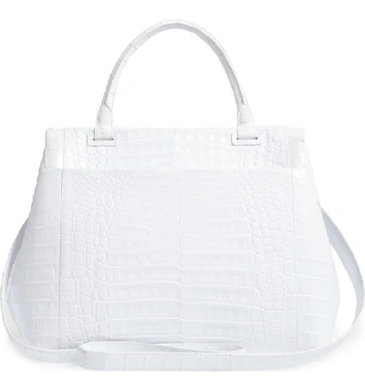 Shop Nancy Gonzalez Medium Sophie Genuine Crocodile Top Handle Bag - White
