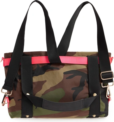 Shop Andi Small Convertible Tote In Woodland Camouflage/ Hot Pink