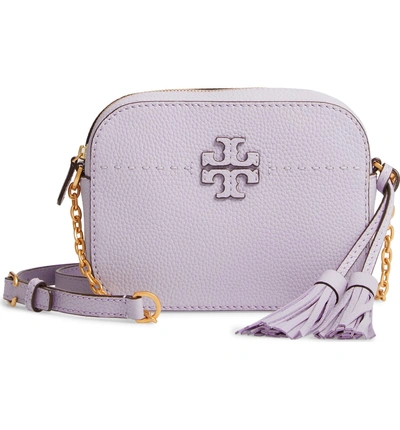 Shop Tory Burch Mcgraw Leather Camera Bag - Purple In Pale Violet