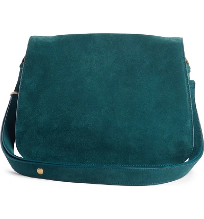 Shop Saint Laurent Amalia Leather Flap Shoulder Bag - Blue/green In Dark Turquoise