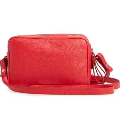Shop Longchamp Le Foulonne Leather Camera Bag - Red In Red Orange