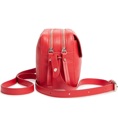 Shop Longchamp Le Foulonne Leather Camera Bag - Red In Red Orange