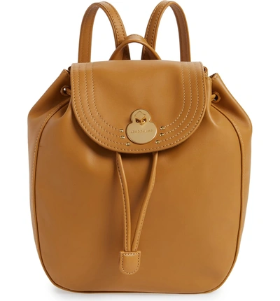Shop Longchamp Cavalcade Leather Backpack In Natural
