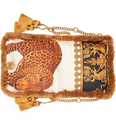 Shop Versace Pillow Talk Leopard Print Shoulder Bag - Metallic In Oro Multi