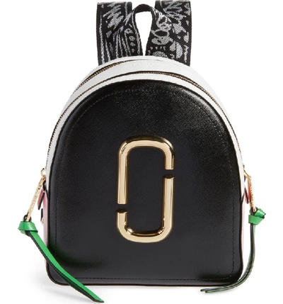 Shop Marc Jacobs Pack Shot Leather Backpack In Black/ Baby Pink