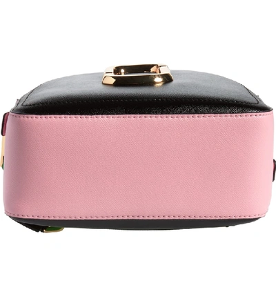Shop Marc Jacobs Pack Shot Leather Backpack In Black/ Baby Pink