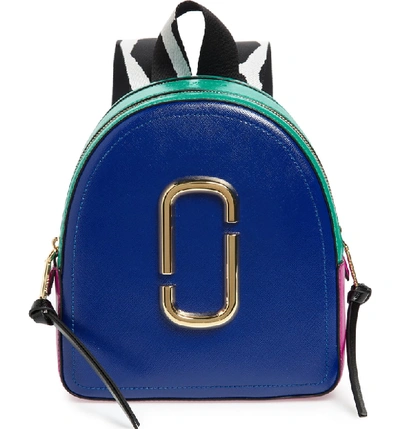 Shop Marc Jacobs Pack Shot Leather Backpack - Blue In Academy Blue Multi
