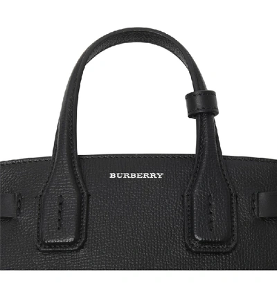 Shop Burberry Baby Banner Leather Satchel In Black