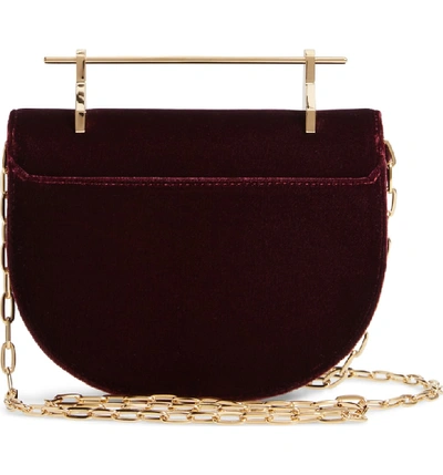 Shop M2malletier Mini Half Moon Velvet Crossbody Bag - Purple In Plum/ Gold