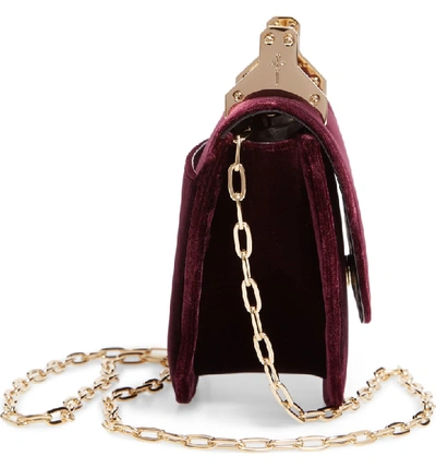 Shop M2malletier Mini Half Moon Velvet Crossbody Bag - Purple In Plum/ Gold