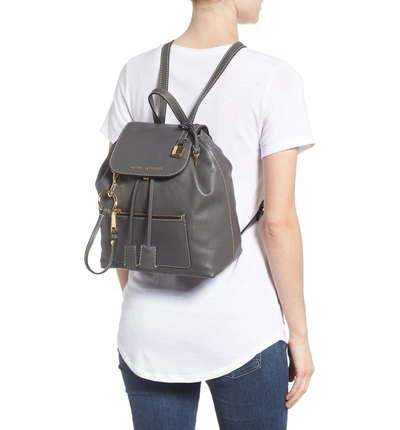 Shop Marc Jacobs The Bold Grind Leather Backpack - Grey In Forged Iron