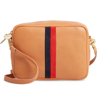 Shop Clare V Midi Sac Leather Crossbody Bag - Brown In Cuio Vachetta Stripe