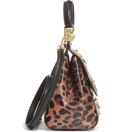 Shop Dolce & Gabbana Medium Miss Sicily - Love Leo Satchel - Brown In Leopard Print/ Black