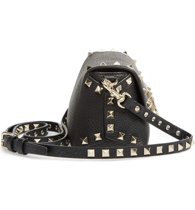 Shop Valentino Rockstud Mini Calfskin Leather Crossbody Bag In Nero