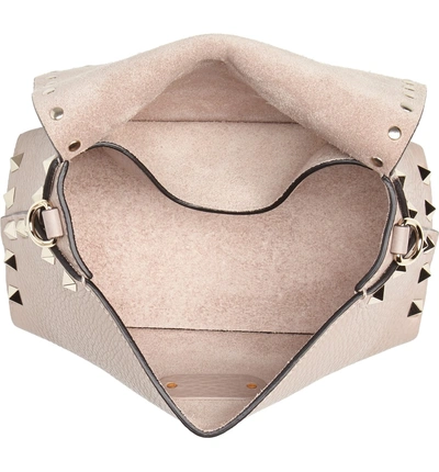 Shop Valentino Rockstud Mini Calfskin Leather Crossbody Bag In Poudre