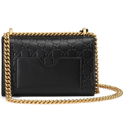 Shop Gucci Small Padlock Signature Leather Shoulder Bag In Nero