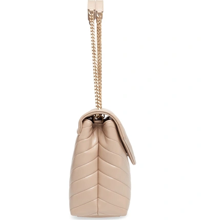Shop Saint Laurent Medium Loulou Matelassé Calfskin Leather Shoulder Bag In Light Natural