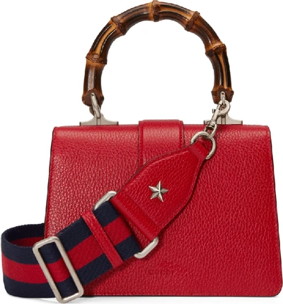 Shop Gucci Mini Dionysus Leather Top Handle Satchel - Red In Red/ Blue/ Black Diamond