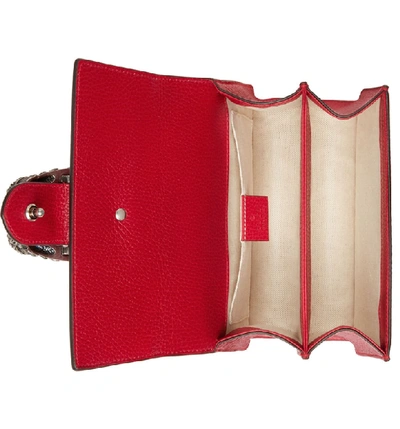 Shop Gucci Mini Dionysus Leather Top Handle Satchel - Red In Red/ Blue/ Black Diamond