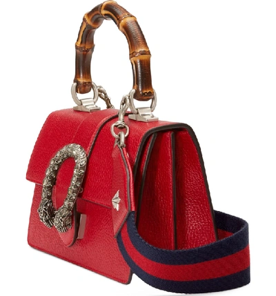 Shop Gucci Mini Dionysus Leather Top Handle Satchel - Red In Red/ Blue/ Black Diamond