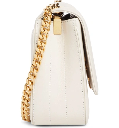 Shop Saint Laurent Small Vicky Quilted Lambskin Leather Crossbody Bag - Ivory In Cremasoft