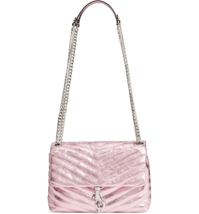Shop Rebecca Minkoff Edie Metallic Leather Shoulder Bag - Pink
