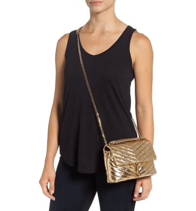 Shop Rebecca Minkoff Edie Metallic Leather Shoulder Bag - Metallic In Gold