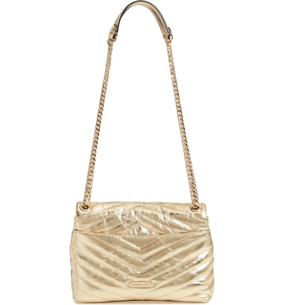 Shop Rebecca Minkoff Edie Metallic Leather Shoulder Bag - Metallic In Gold