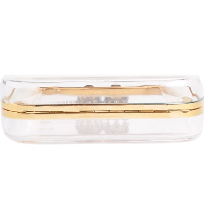 Shop Alexander Mcqueen Queen & King Transparent Box Clutch - White In Trasparente