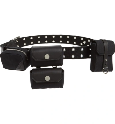 Shop Jw Anderson Multi Pocket Leather Belt Bag In Black