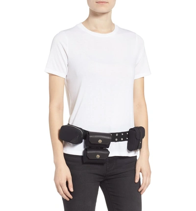 Shop Jw Anderson Multi Pocket Leather Belt Bag In Black