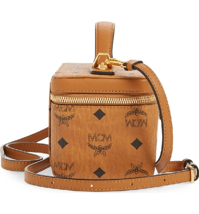 Shop Mcm Visetos Coated Canvas Vanity Case In Cognac