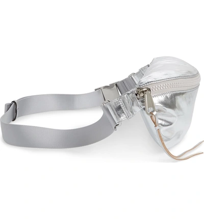 Shop Rebecca Minkoff Nylon Belt Bag - Metallic In Silver