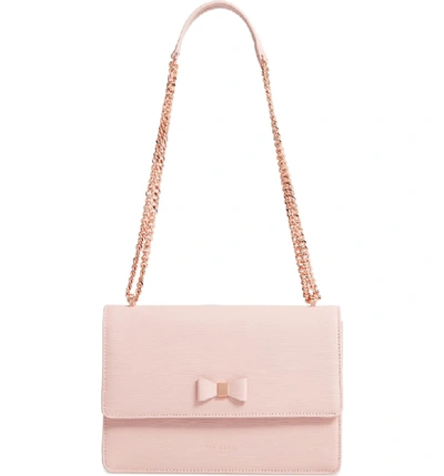 Shop Ted Baker Bow Leather Crossbody Bag - Pink In Light Pink