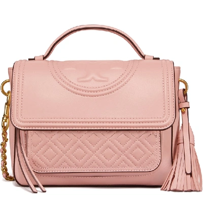 Shop Tory Burch Fleming Quilted Leather Top Handle Satchel - Pink In Shell Pink