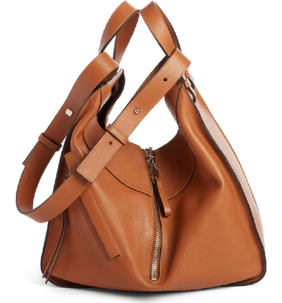 Shop Loewe Medium Hammock Calfskin Leather Shoulder Bag In Tan