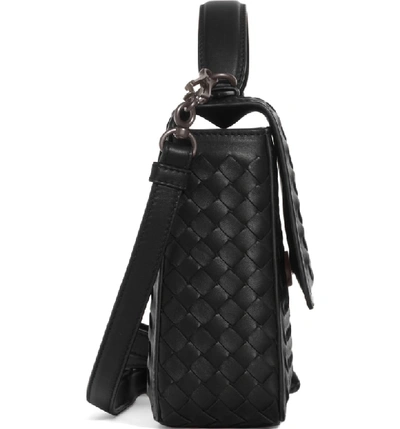 Shop Bottega Veneta Intrecciato Leather Handbag - Grey In Black