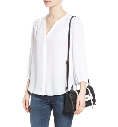 Shop Miu Miu Small Grace Calfskin Shoulder Bag - Black In Nero/ Bianco