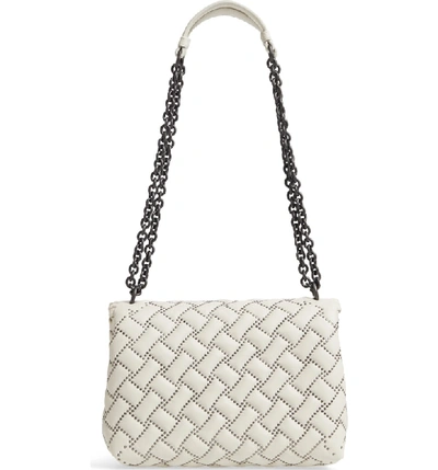 Shop Bottega Veneta Small Olympia Studded Leather Shoulder Bag - Grey In Mist