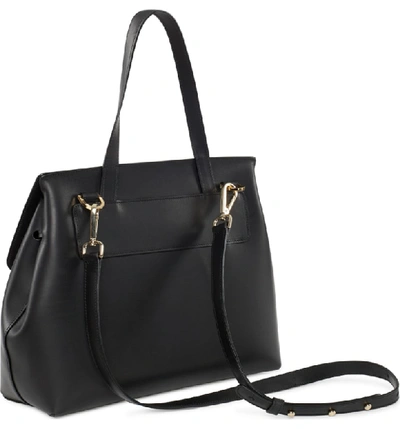 Shop Mansur Gavriel Mini Lady Leather Bag In Black/ Flamma