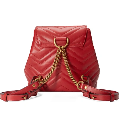 Shop Gucci Gg Marmont 2.0 Matelasse Leather Mini Backpack - Red In Hibiscus Red/ Hibiscus Red